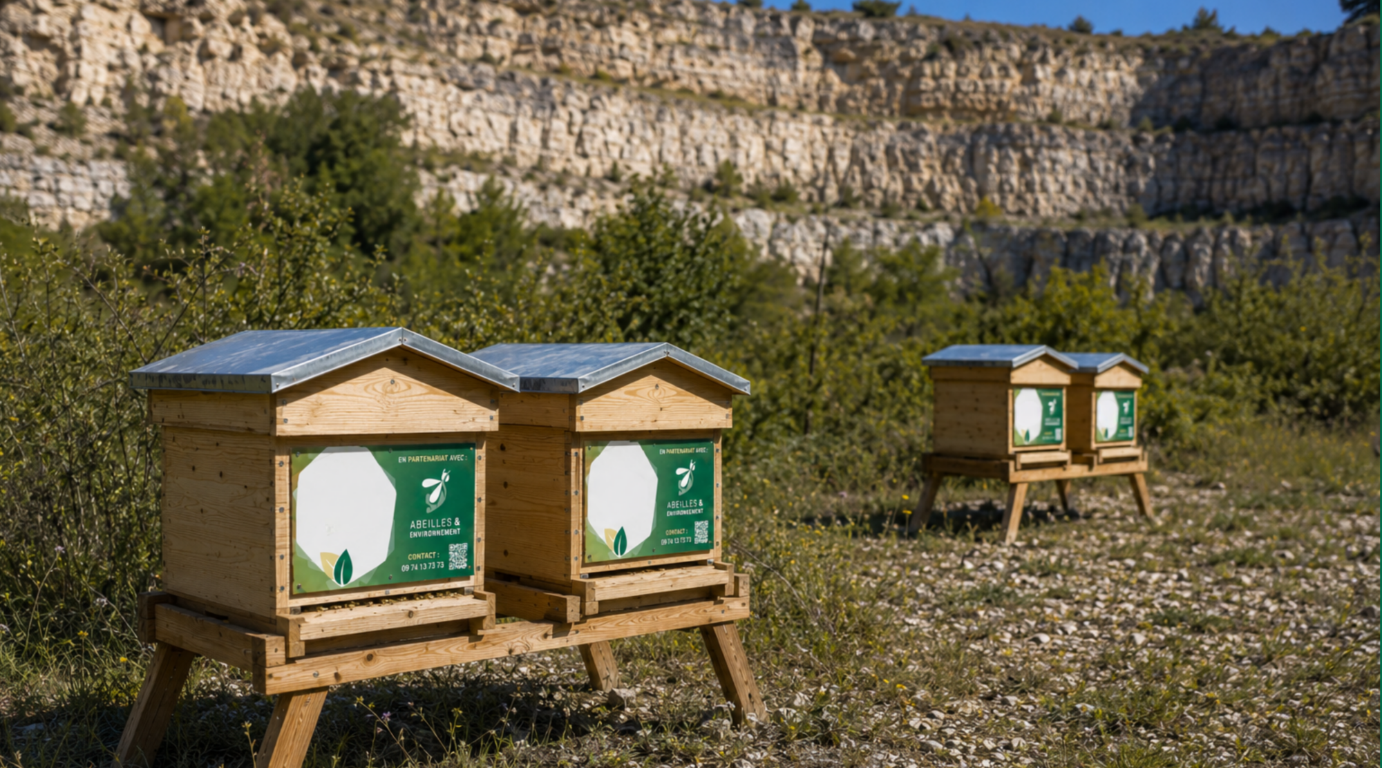 Ruches installées dans un environnement naturel
