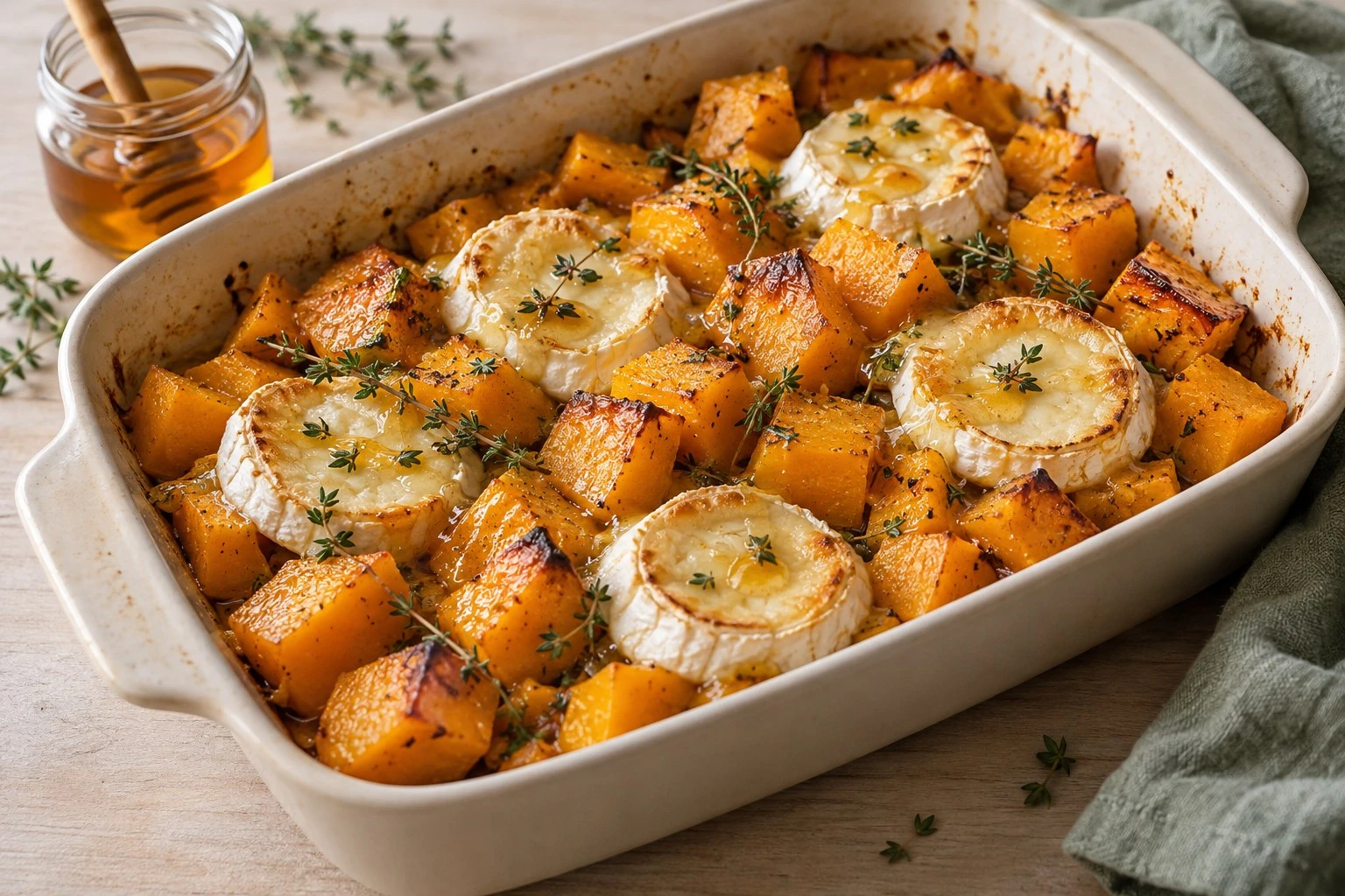 Butternut rôtie au miel et au chèvre